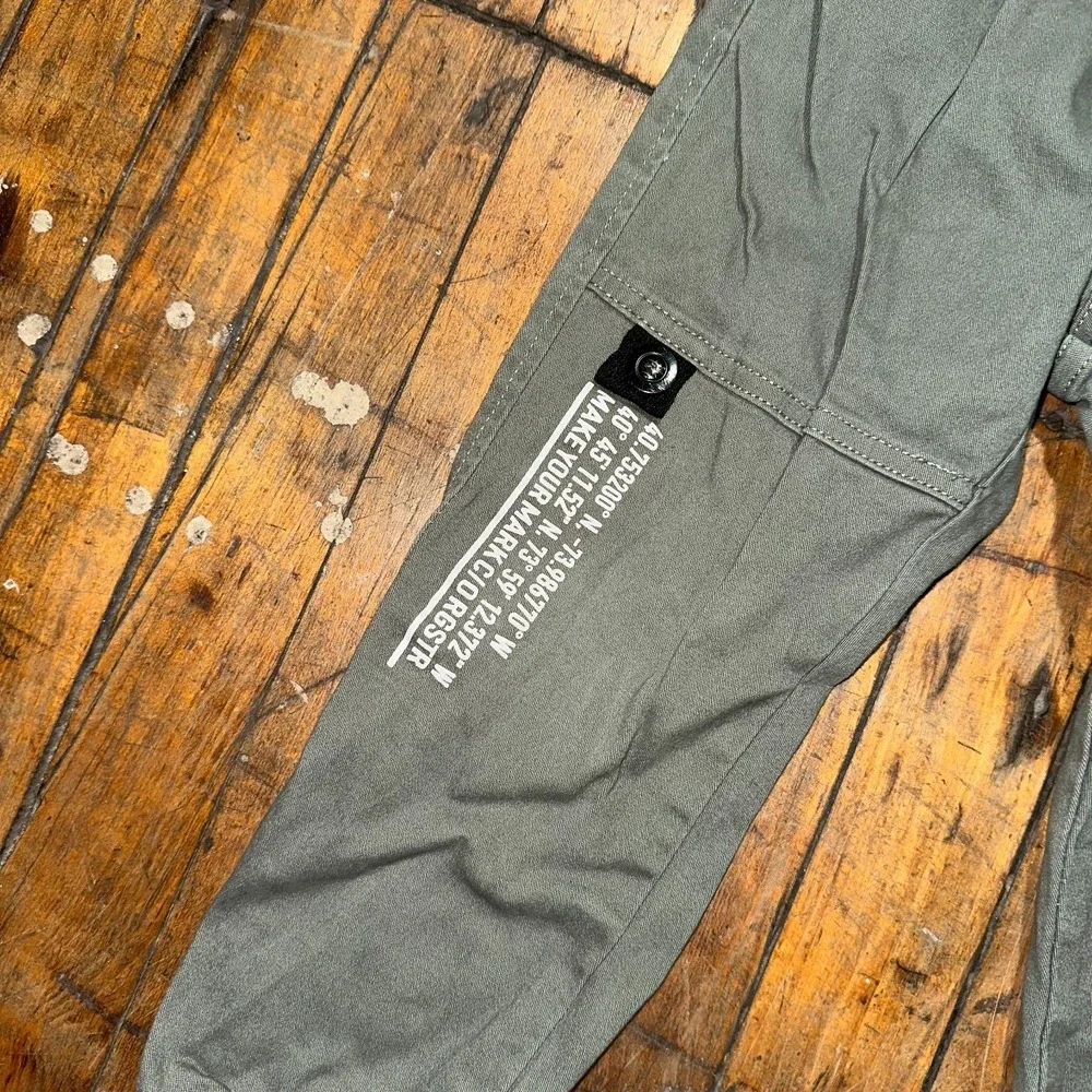 RGSTR Cargo‎ Pants Kids Size 5 Green Solid Slash Pocket Elastic Waist Drawstring